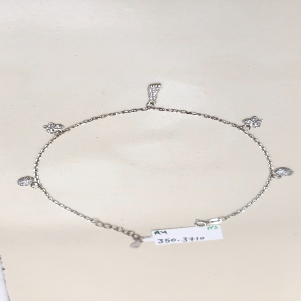 925 Sterling Silver Link Chain Floral Charm Anklet for Women