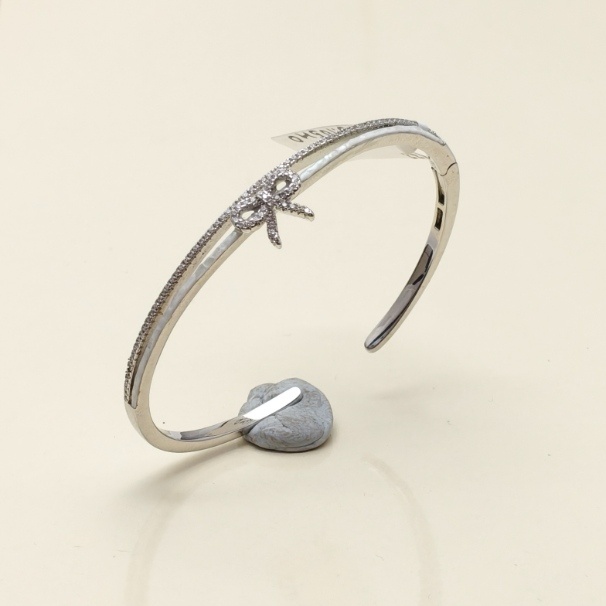 Silver Sparkling Bow Cuff Bracelet