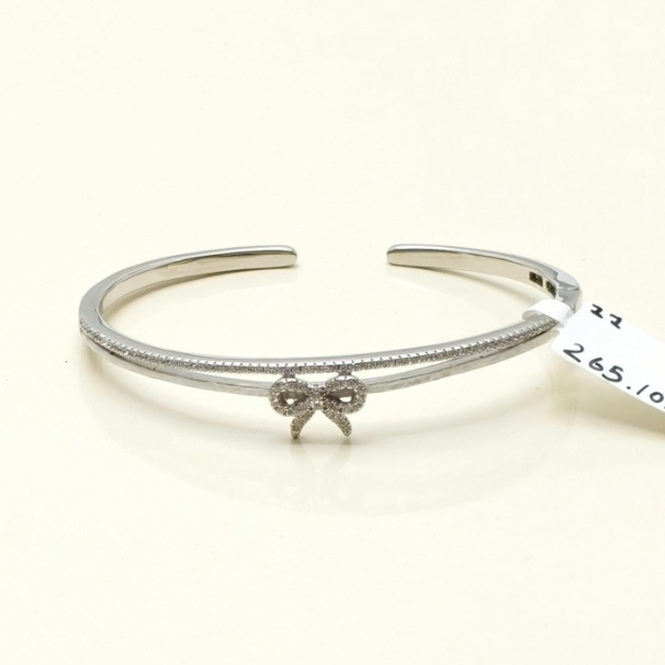 Silver Sparkling Bow Cuff Bracelet