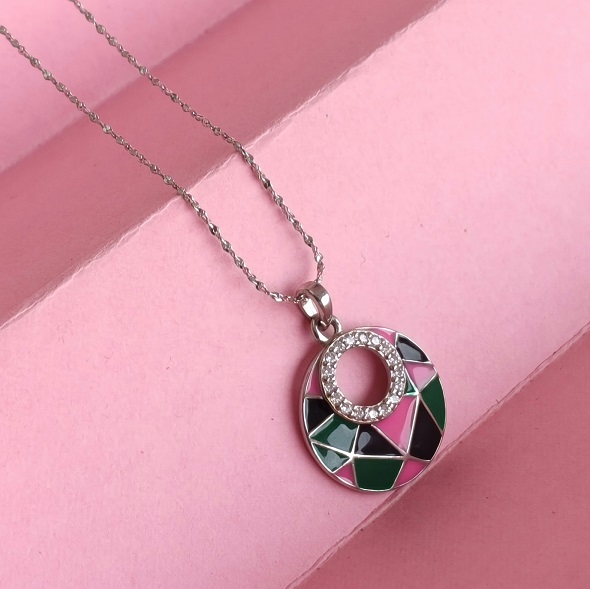 Colorful Enamel 92.5 Sterling Silver Necklace for Women