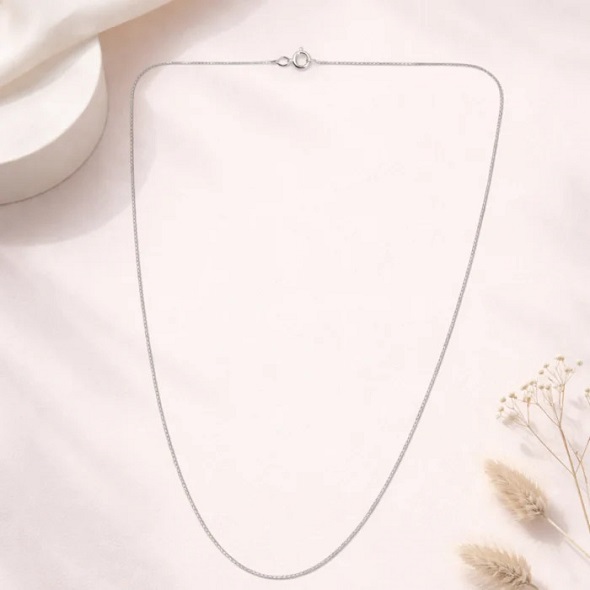Essential Silver Box Chain – 92.5 Sterling Silver Minimalist Fine Link Necklace