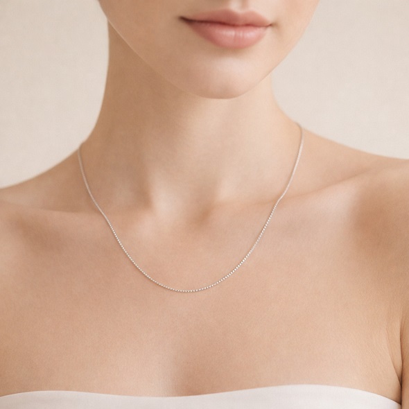 Essential Silver Box Chain – 92.5 Sterling Silver Minimalist Fine Link Necklace