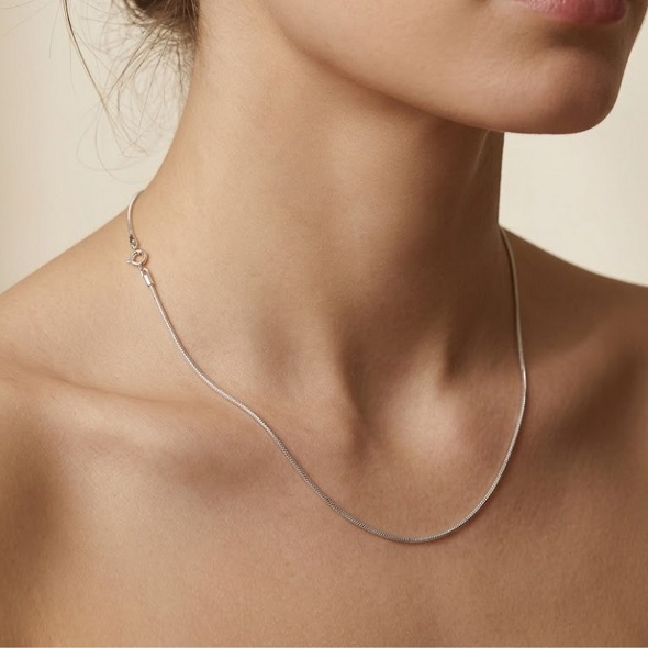 Essential Silver Snake Chain – 92.5 Sterling Silver Minimalist High-Polish Fluid Link Necklace