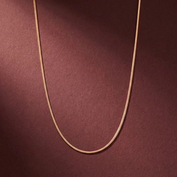 Gold Sleek Snake Chain – Gold Plated 92.5 Sterling Silver Minimalist Fluid Link Necklace