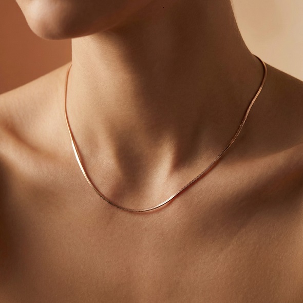 Gold Sleek Snake Chain – Gold Plated 92.5 Sterling Silver Minimalist Fluid Link Necklace