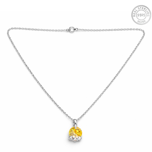 Golden Crystal Drop Pendant Necklace for Women 92.5 Silver