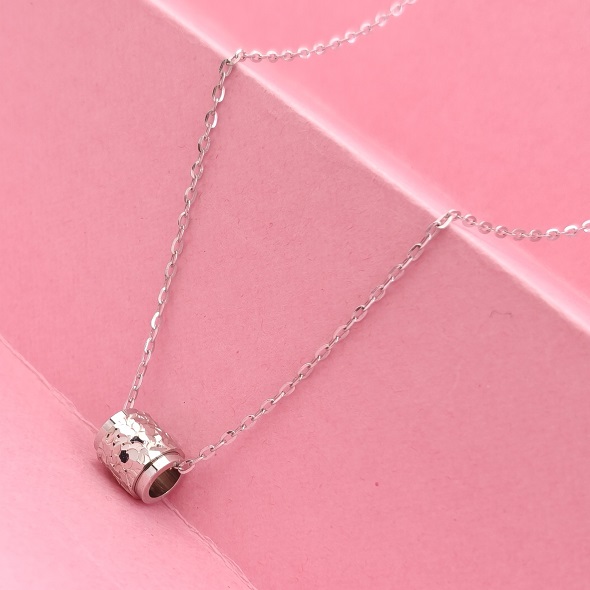 Minimalist Multi-Ring Slider Necklace – 92.5 Sterling Silver Dainty Chain with Triple Polished Bead Pendant