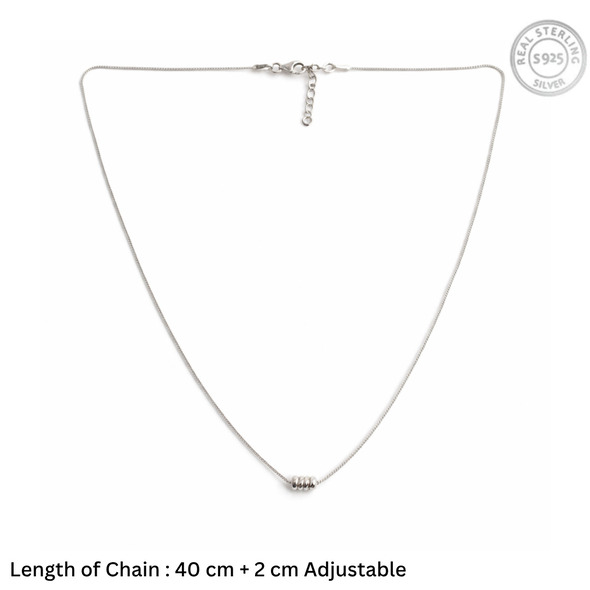 Minimalist Multi-Ring Slider Necklace – 92.5 Sterling Silver Dainty Chain with Triple Polished Bead Pendant