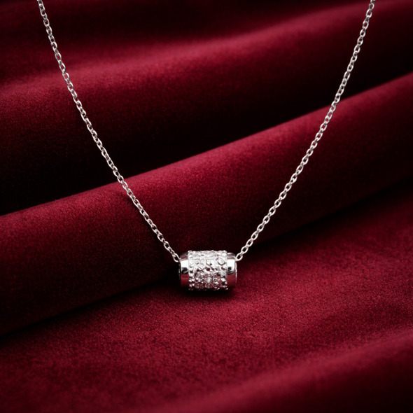 Minimalist Multi-Ring Slider Necklace – 92.5 Sterling Silver Dainty Chain with Triple Polished Bead Pendant