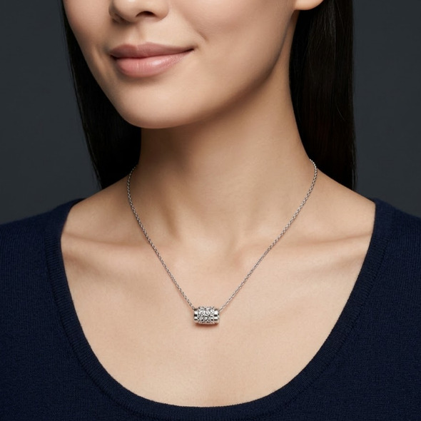 Minimalist Multi-Ring Slider Necklace – 92.5 Sterling Silver Dainty Chain with Triple Polished Bead Pendant