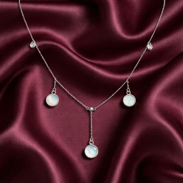Mother of Pearl Dreamcatcher Lariat – 92.5 Sterling Silver Y-Necklace with Shimmering Shell Inlays and Crystal Accents