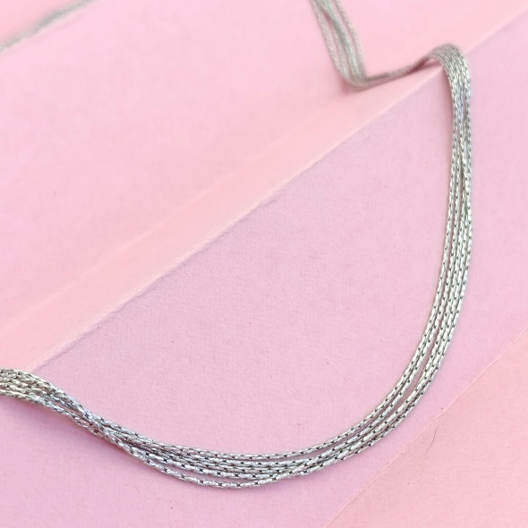Multi-Strand Liquid Silver Layering Necklace – 92.5 Sterling Silver Five-Tier Fine Link Statement Chain