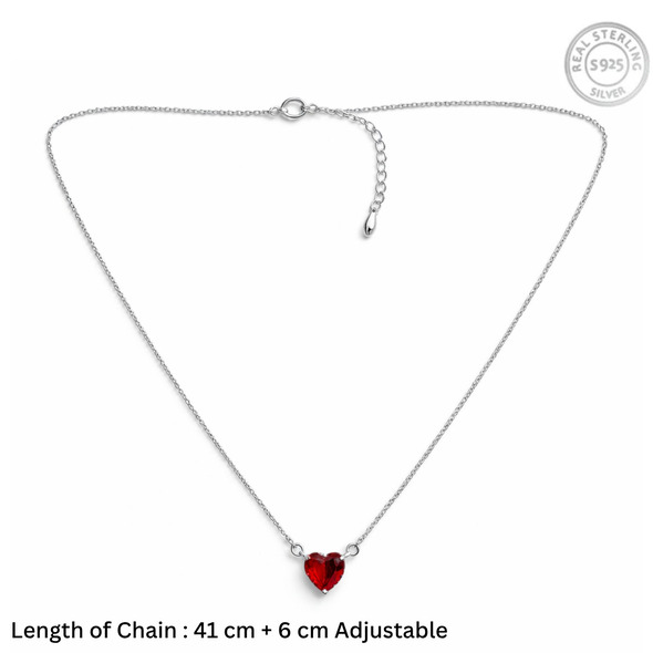 Red Heart Crystal Pendant Necklace for Women – 92.5 Silver