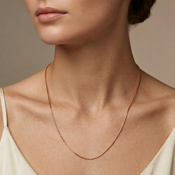Rose Gold Essential Box Chain – Rose Gold Plated 92.5 Sterling Silver Minimalist Fine Link Necklace