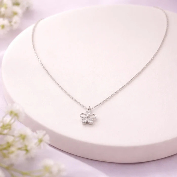 Sparkling Petal Flower Necklace – 92.5 Sterling Silver For Women