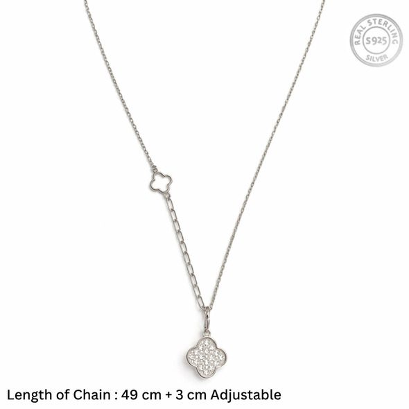 Sparkling 92.5 Silver Clover Pendant For Women