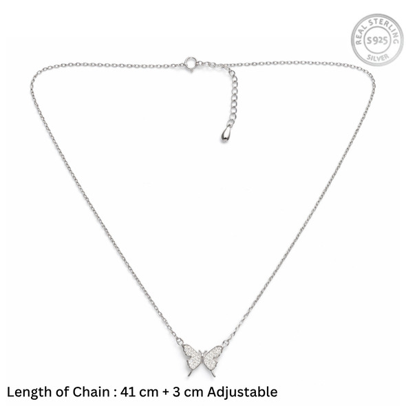 Sparkling Butterfly Pendant Necklace in 92.5 Sterling Silver For Women