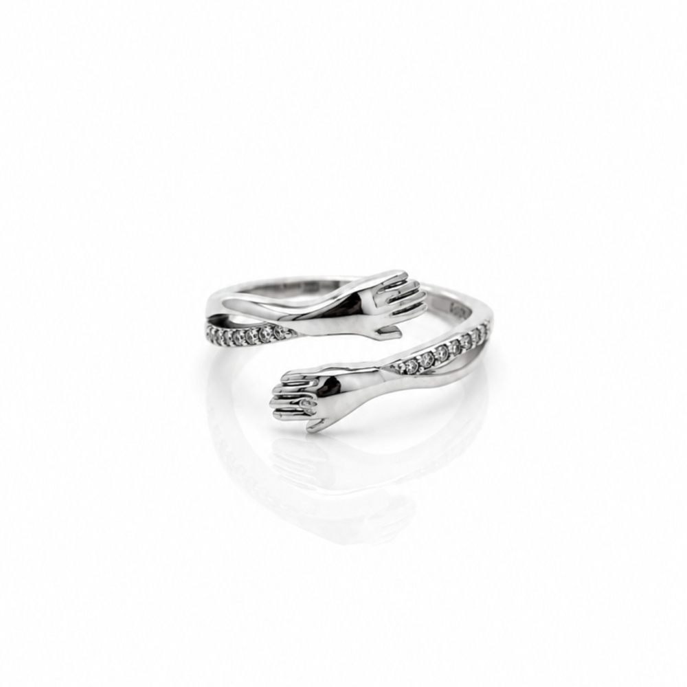 925 Silver Hand Hug Ring
