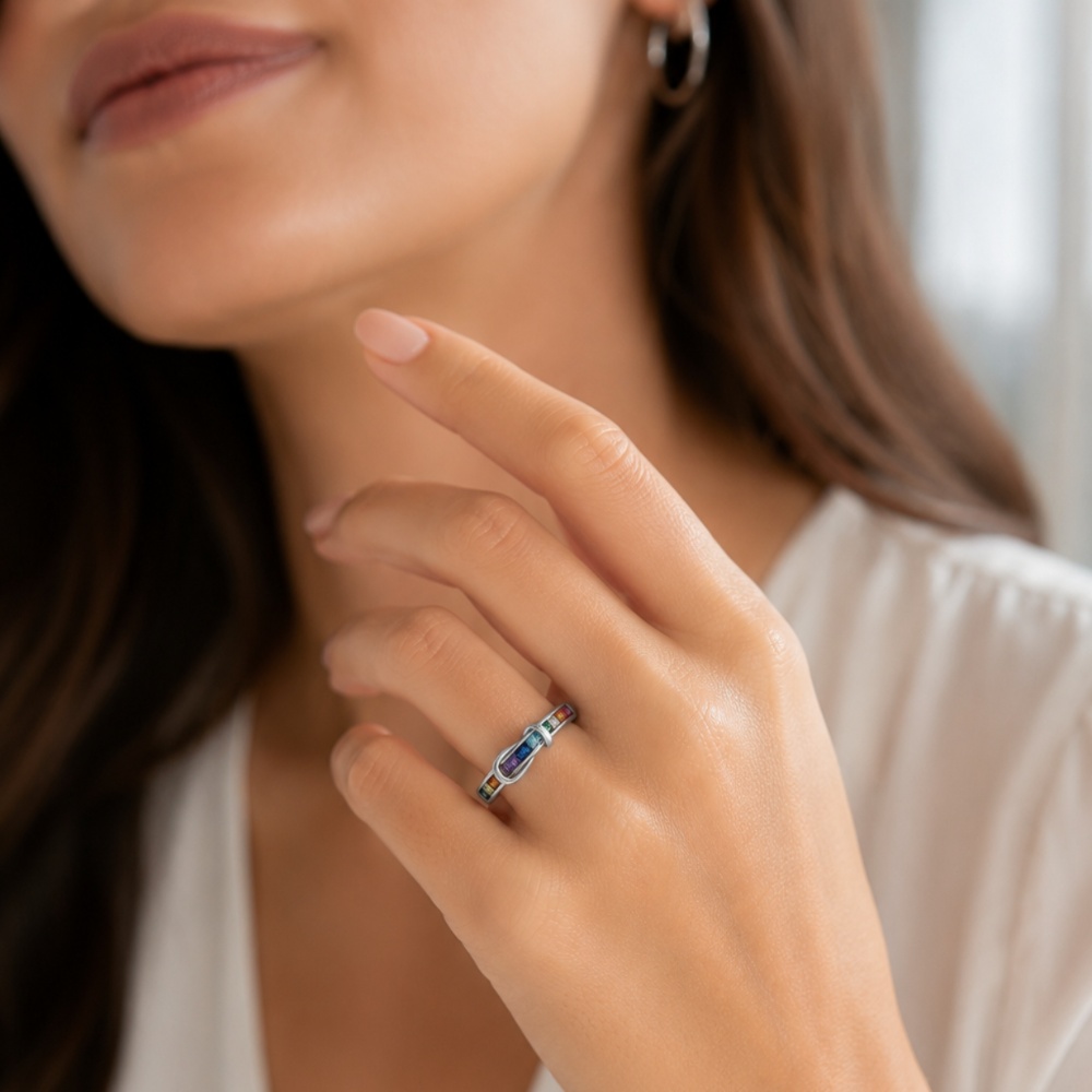 925 Silver Rainbow Gemstone Ring