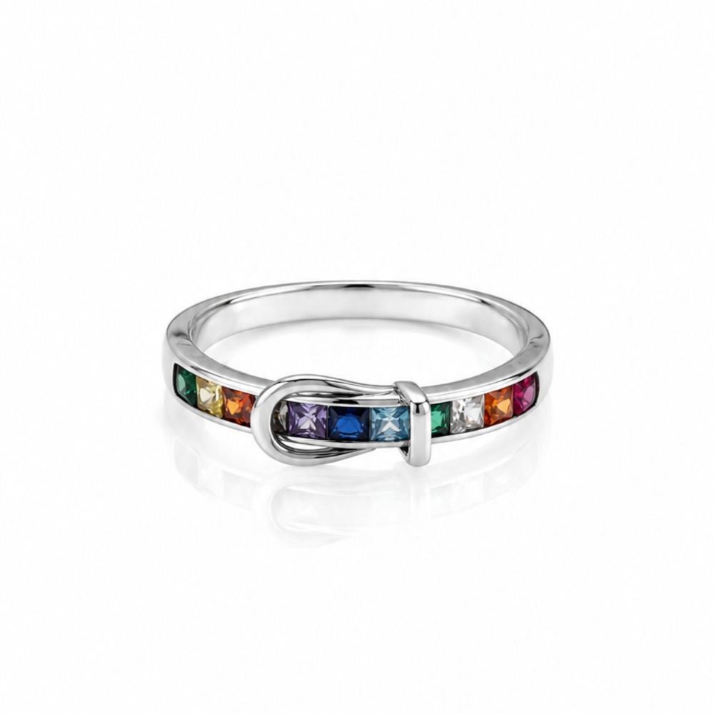 925 Silver Rainbow Gemstone Ring
