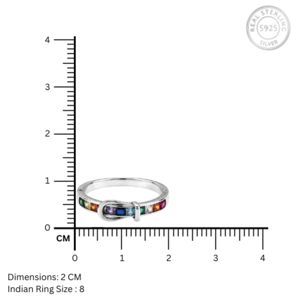 925 Silver Rainbow Gemstone Ring