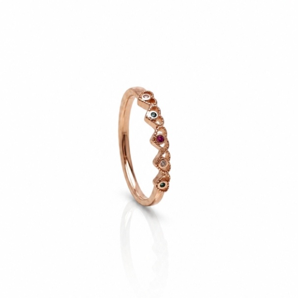 Adjustable Multicolor Crystal Wave Ring for Women