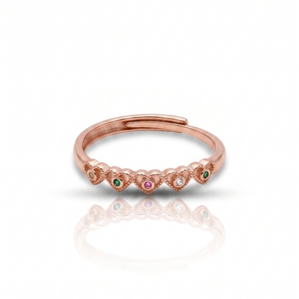 Adjustable Multicolor Crystal Wave Ring for Women