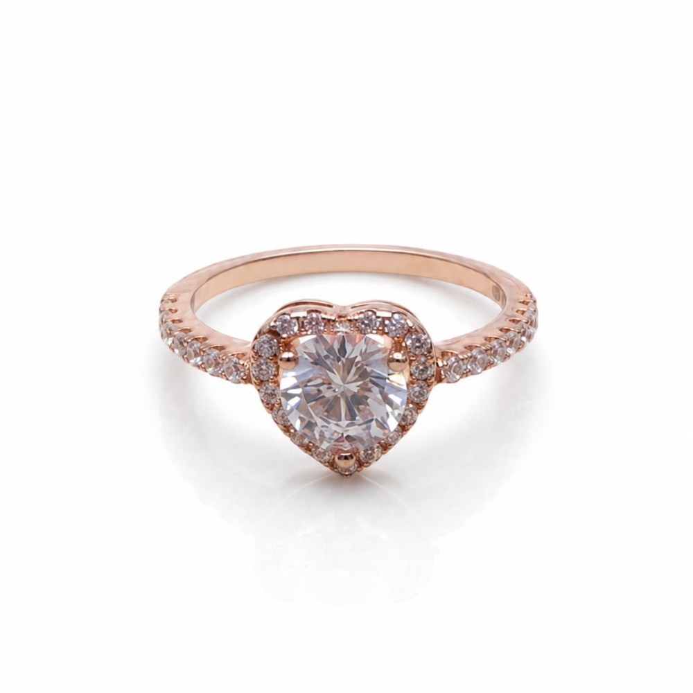 Classic Heart Soltaire 925 Silver Ring
