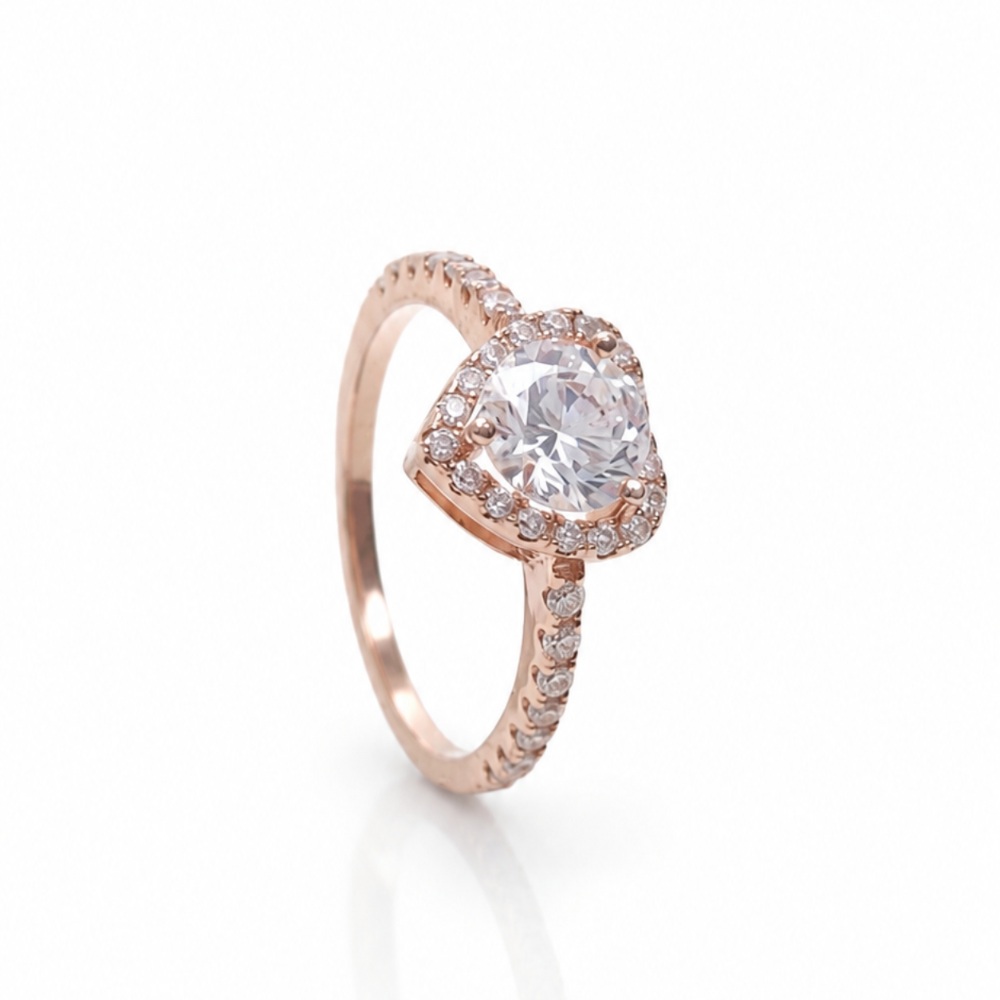Classic Heart Soltaire 925 Silver Ring