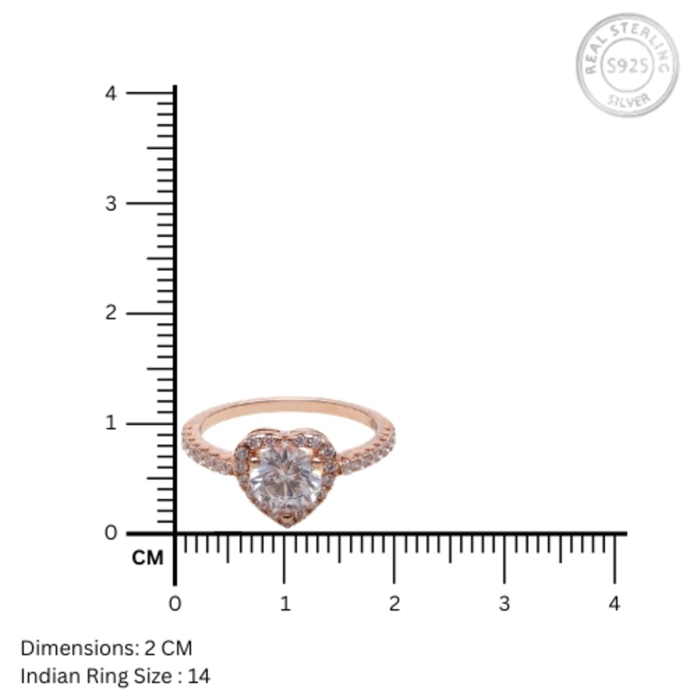 Classic Heart Soltaire 925 Silver Ring
