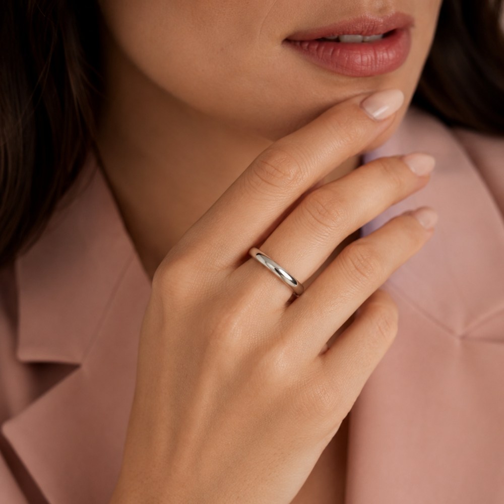 Classic High Polish Band 925 Silver Ring