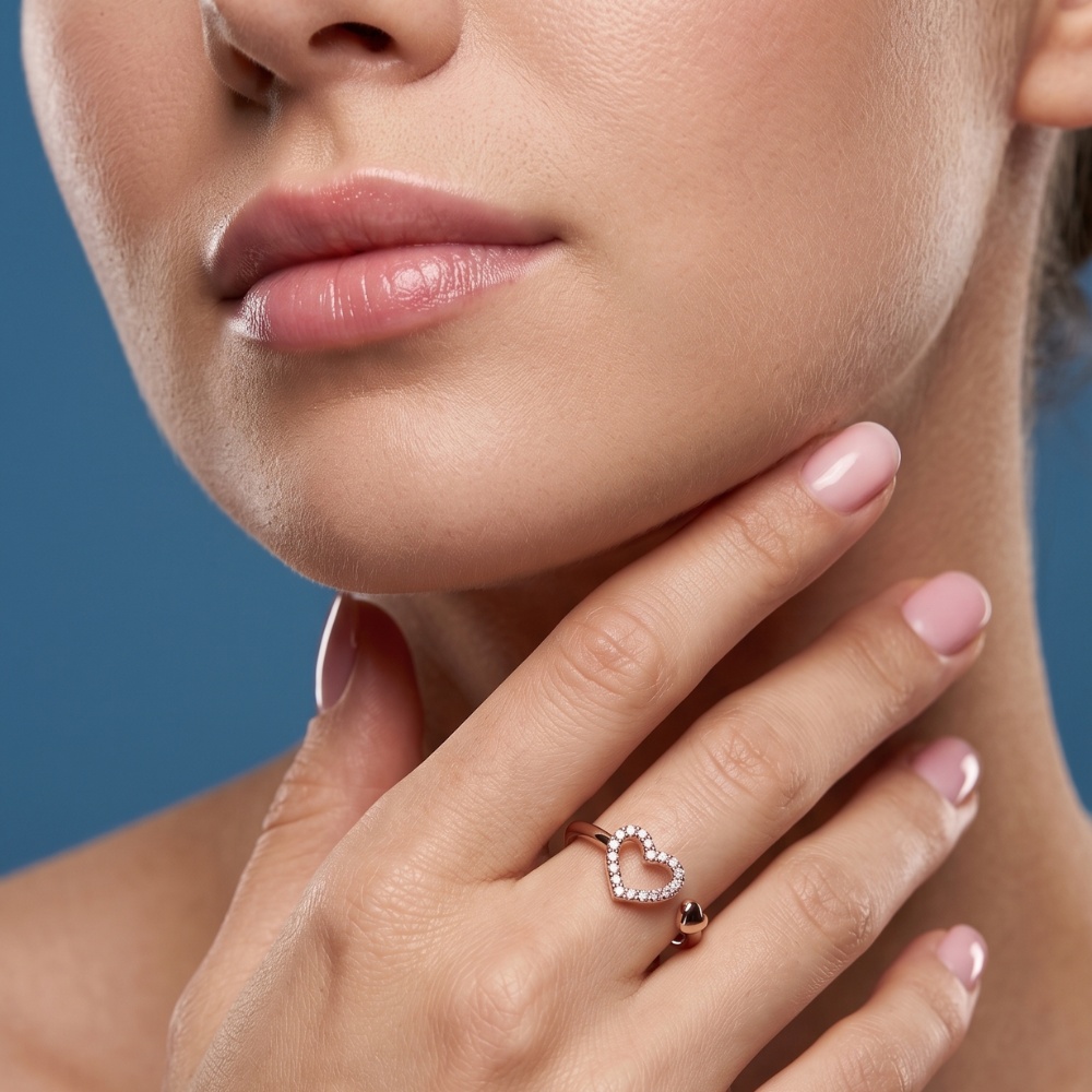 Rosegold Heart 925 Silver Ring