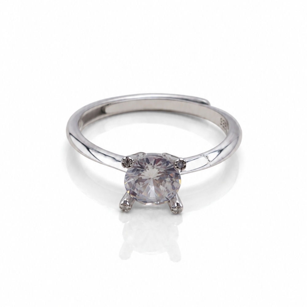 Cushion Cut Solitaire 925 Silver Ring