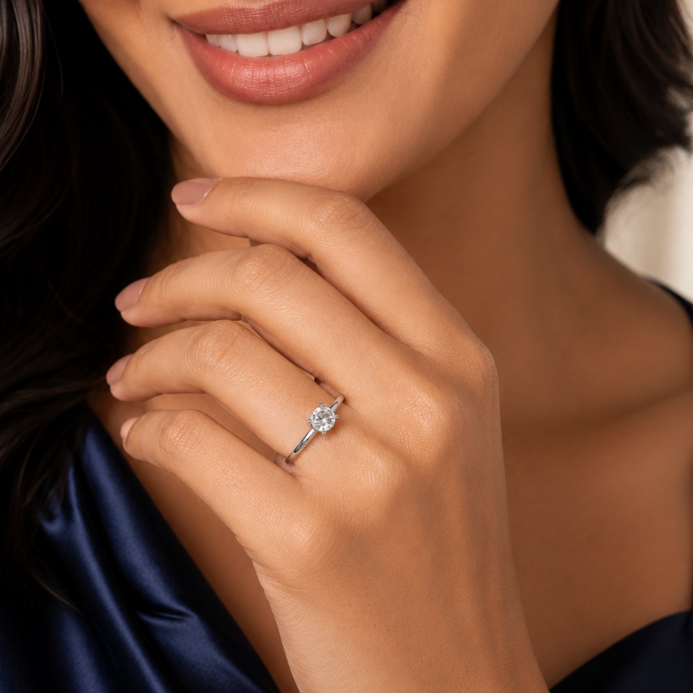 Cushion Cut Solitaire 925 Silver Ring