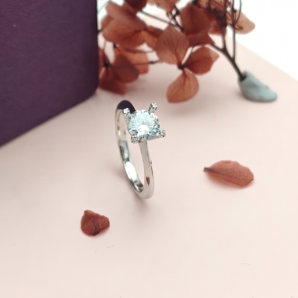 Cushion Cut Solitaire 925 Silver Ring