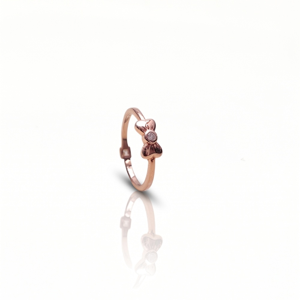 Bow and Heart Rosegold Plated 925 Silver Ring