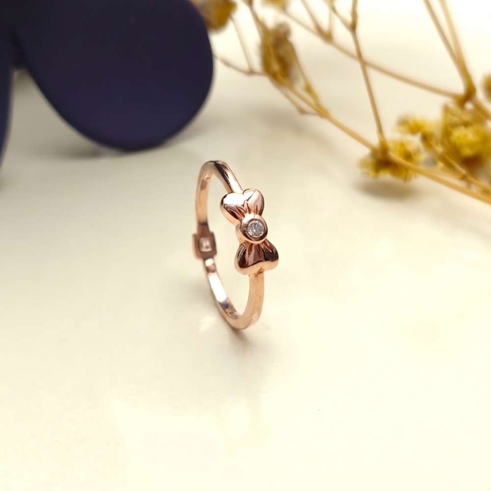 Bow and Heart Rosegold Plated 925 Silver Ring