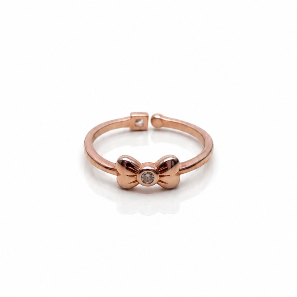 Bow and Heart Rosegold Plated 925 Silver Ring