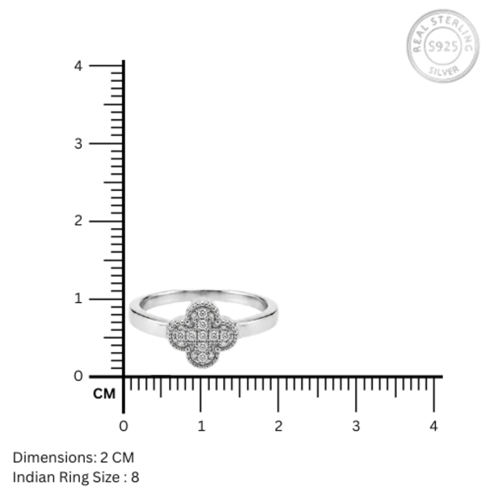 Floral CZ Cluster Ring 925 Silver