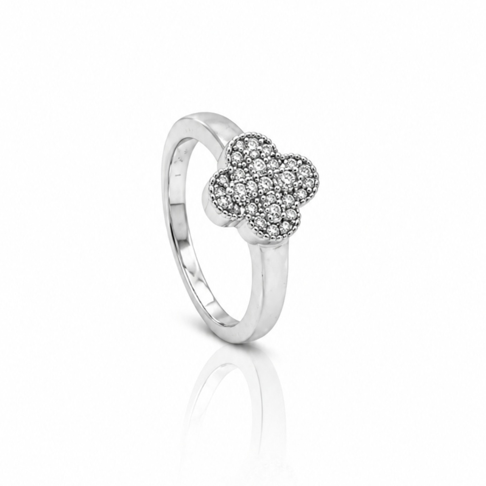 Floral CZ Cluster Ring 925 Silver
