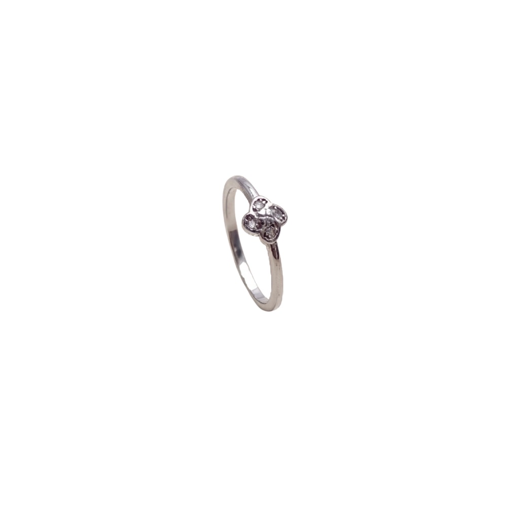 Four Petal Crystal Flower 925 Silver Ring
