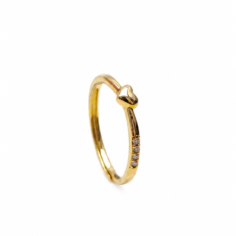 Golden Heart Charm 925 Silver Ring