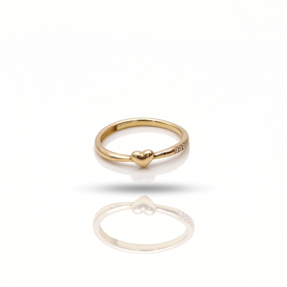 Golden Heart Charm 925 Silver Ring
