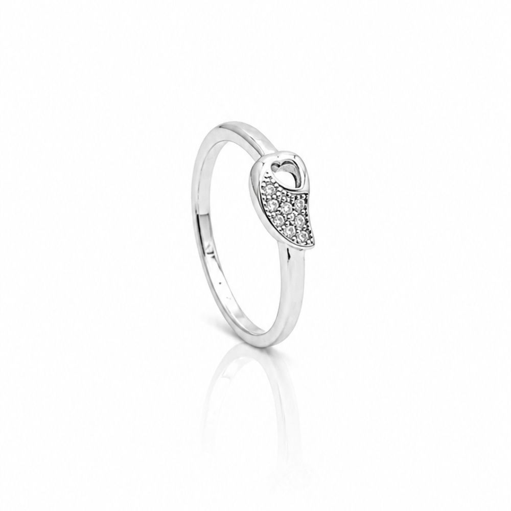Halo Heart CZ Ring 925 Silver