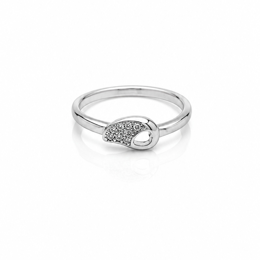 Halo Heart CZ Ring 925 Silver