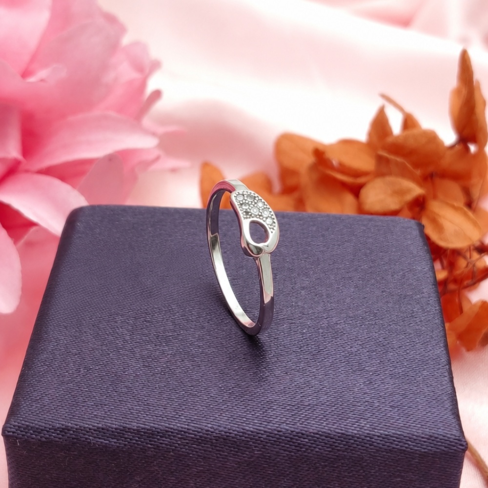 Halo Heart CZ Ring 925 Silver