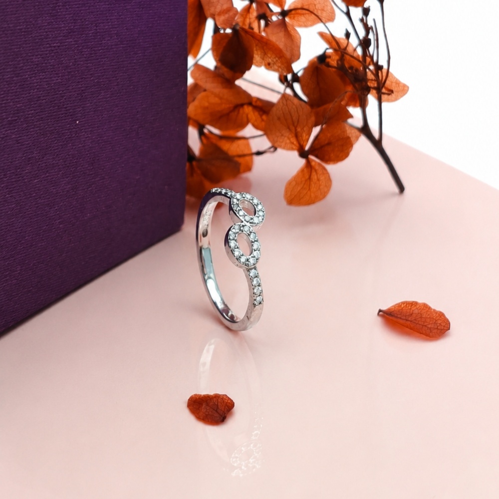 Infinity Sparkle Twist 925 Silver Ring