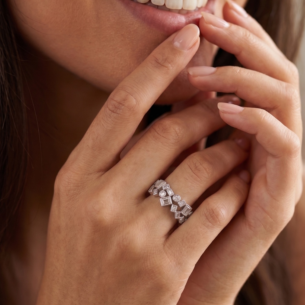 925 Silver Geomatric Link Ring