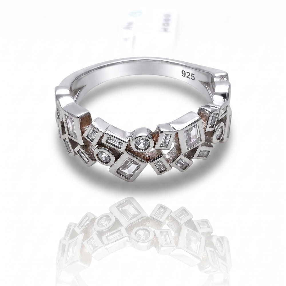 925 Silver Geomatric Link Ring