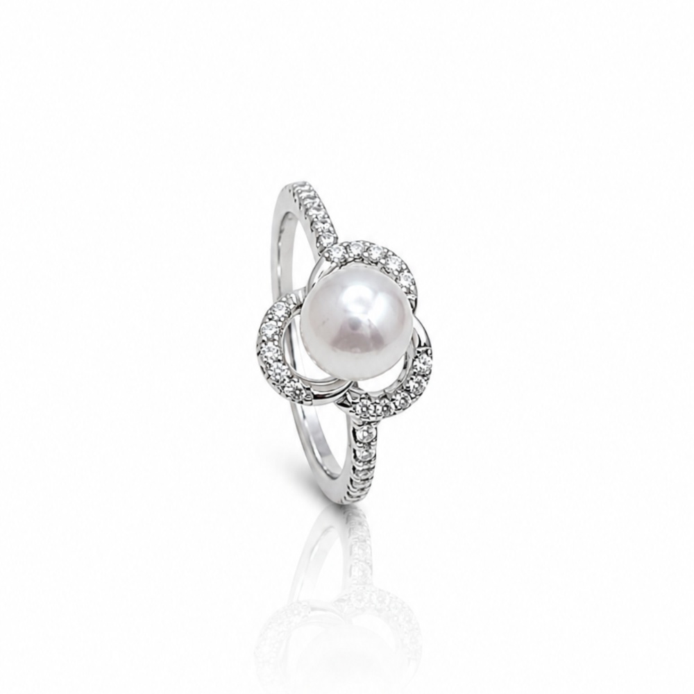 Pearl Halo 925 Silver Ring